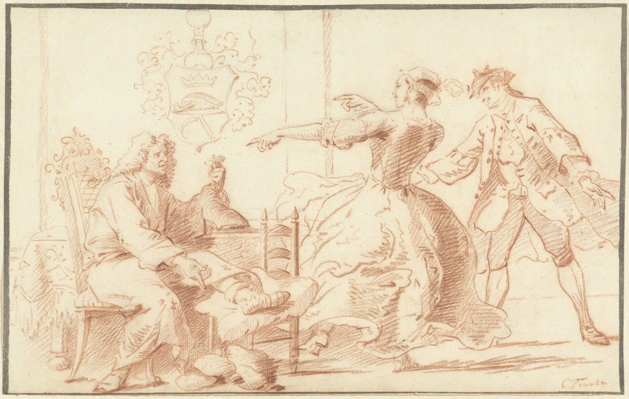 The Rich Gout Sufferer, Laughed at by a Young Woman by Cornelis Troost