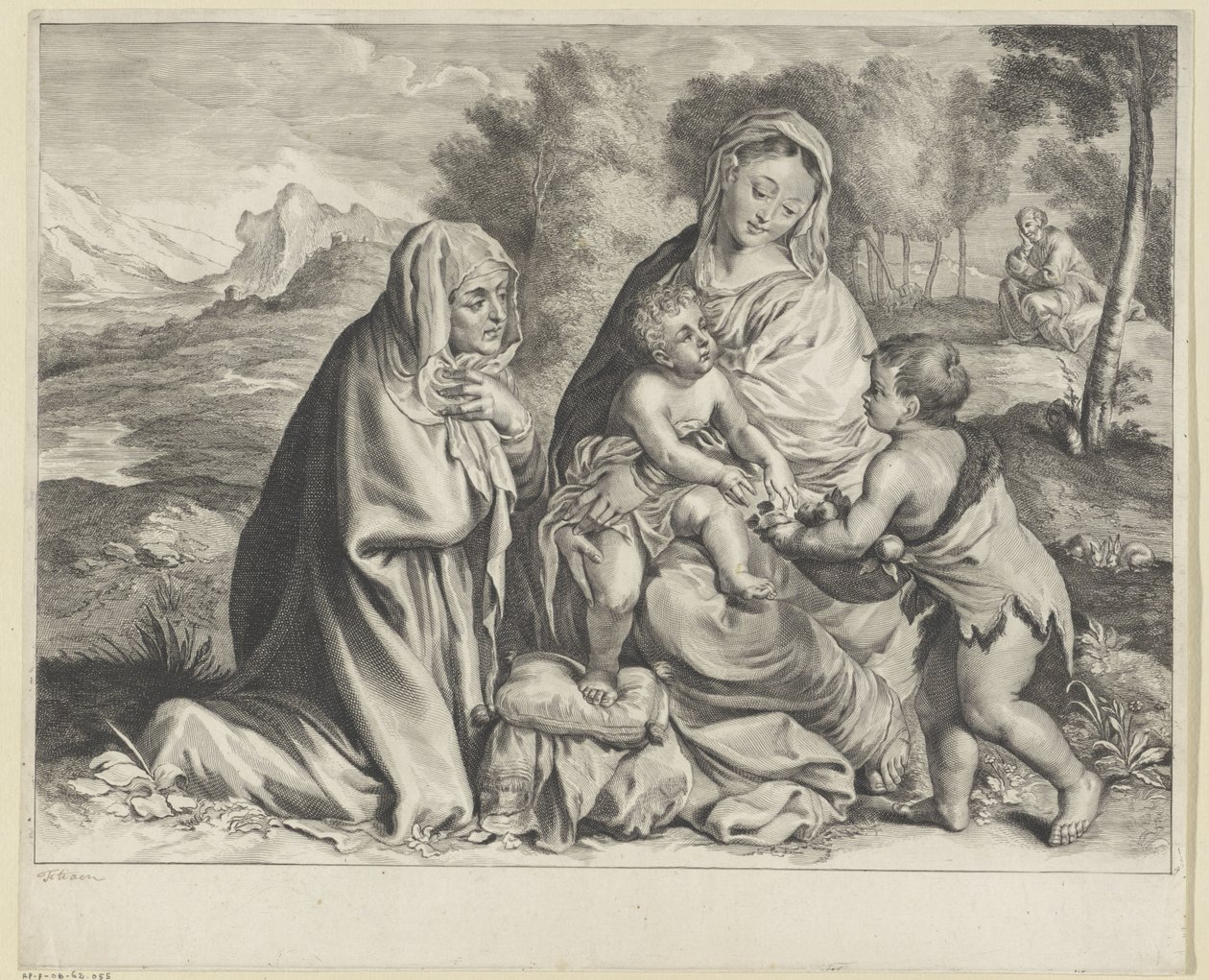 Landscape with the Holy Family, John the Baptist, and Elizabeth by Cornelis Visscher (II)
