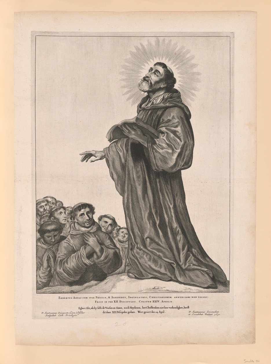 Saint Egbert the Abbot, from Saints of the North and South Netherlands by Cornelis Visscher