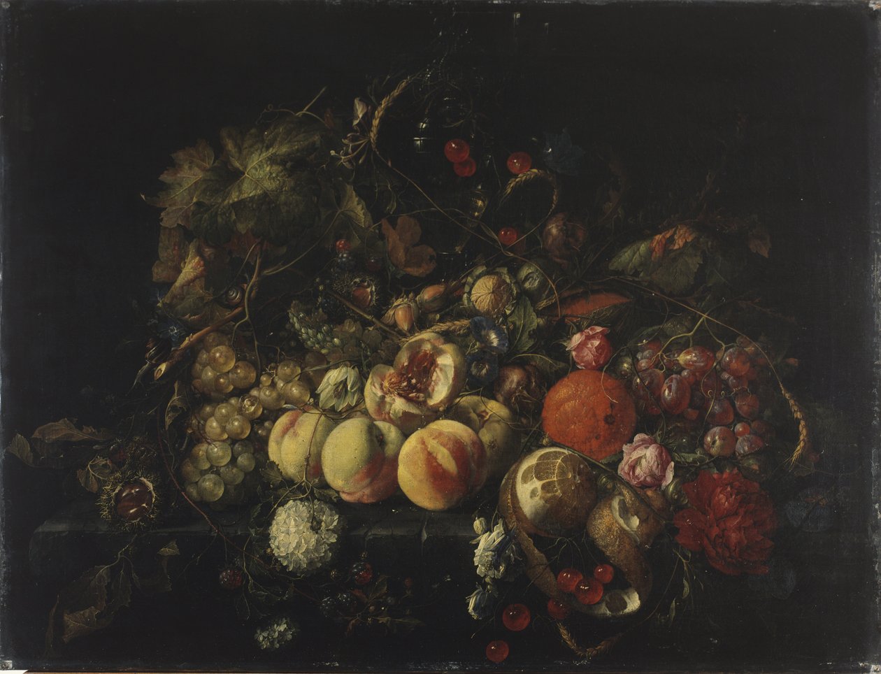 Still Life with Flowers and Fruits by Cornelis de Heem