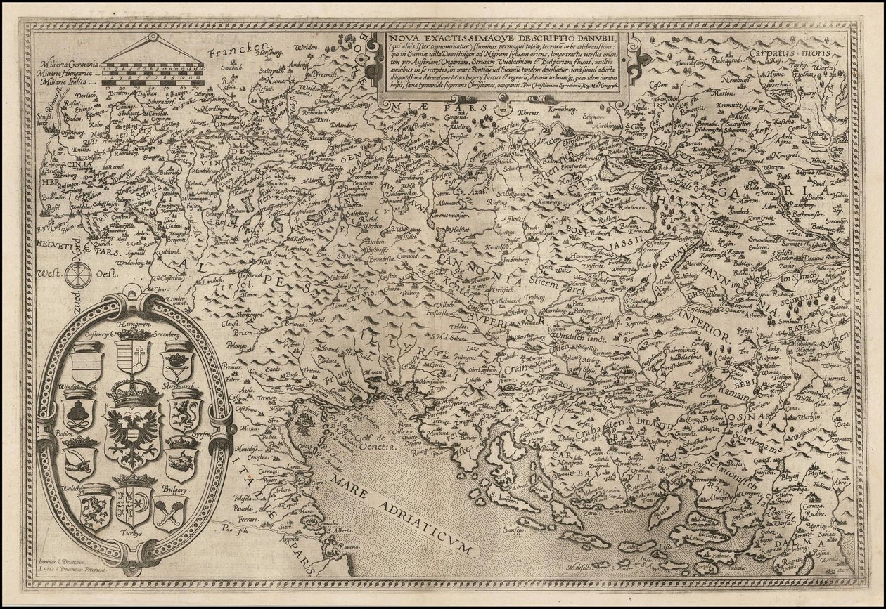 1593 Map of the Danube by Cornelis de Jode by Cornelis de Jode
