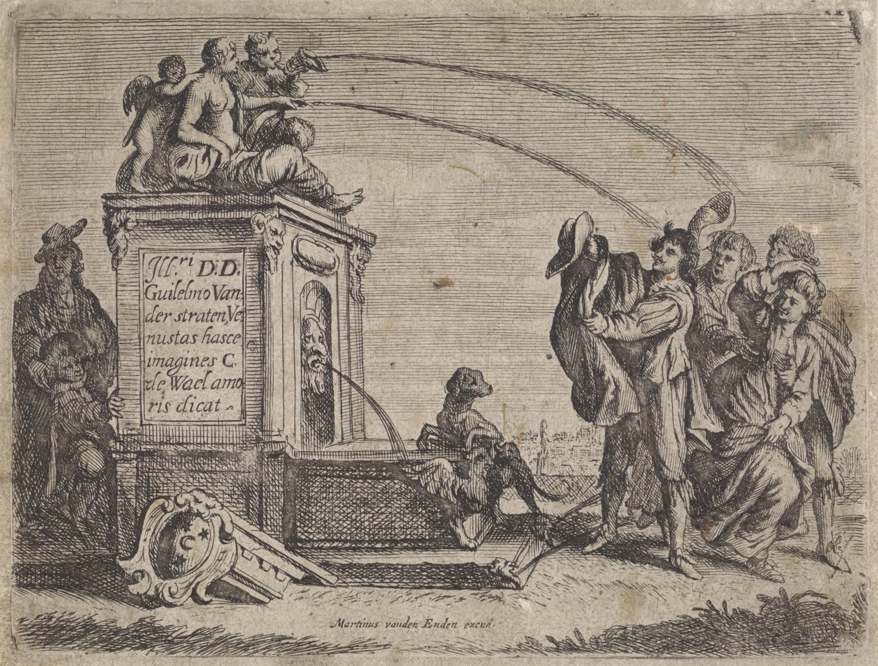 Group of People by a Fountain by Cornelis de Wael