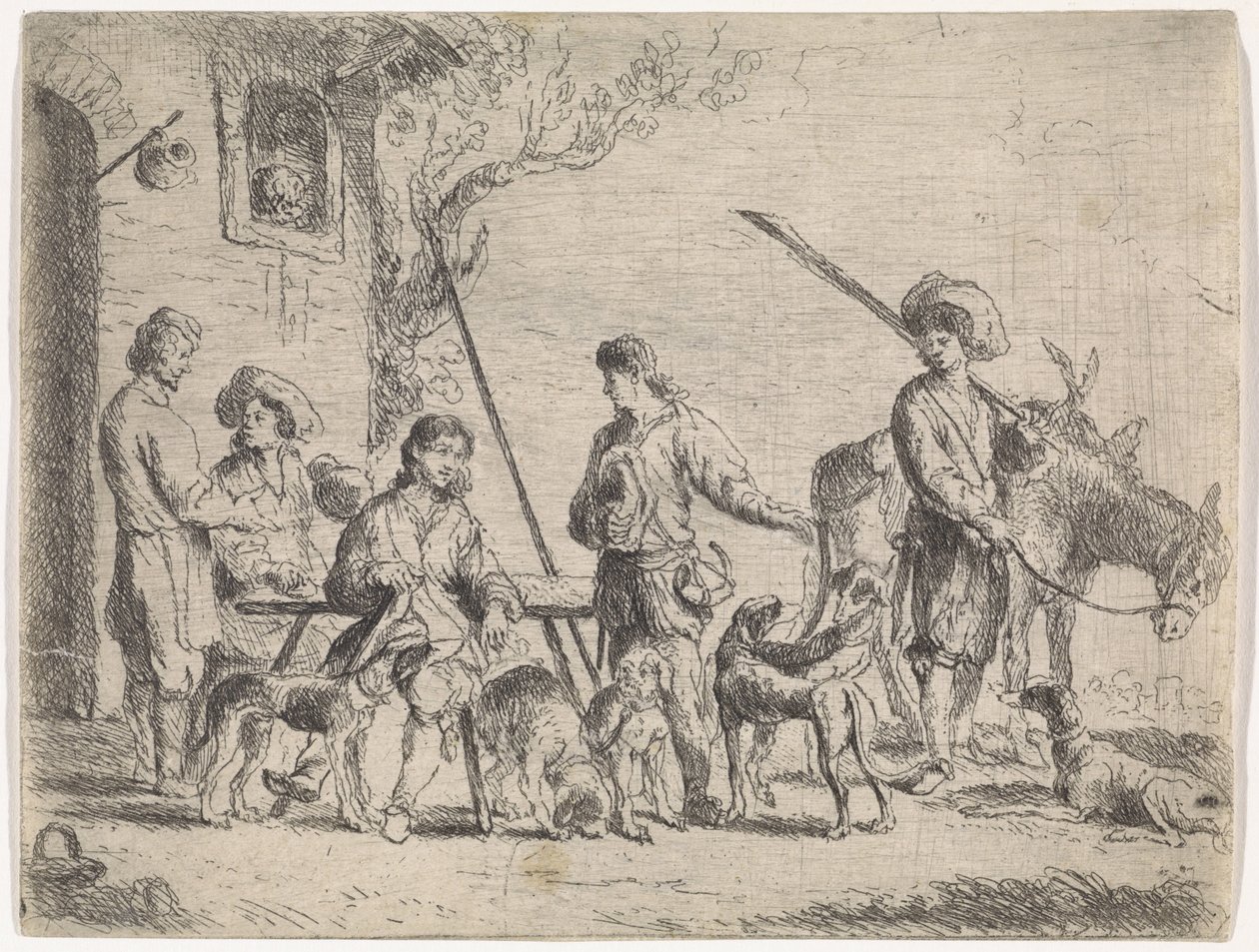 Hunters in Front of an Inn (Genre Scenes) by Cornelis de Wael