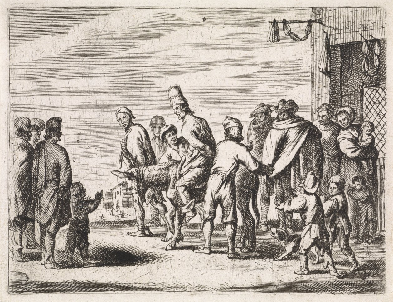 Man Bound on a Donkey (Genre Scenes) by Cornelis de Wael