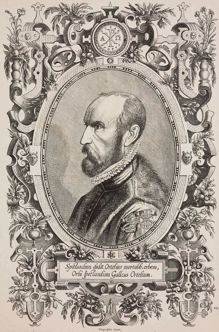 Portrait of Abraham Ortelius (1528-1598), engraving by Cornelius Galle the Elder from L