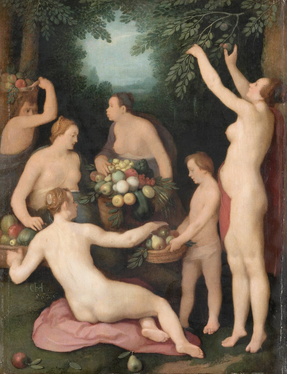 Pomona Receiving the Harvest of Fruit by Cornelis van Haarlem