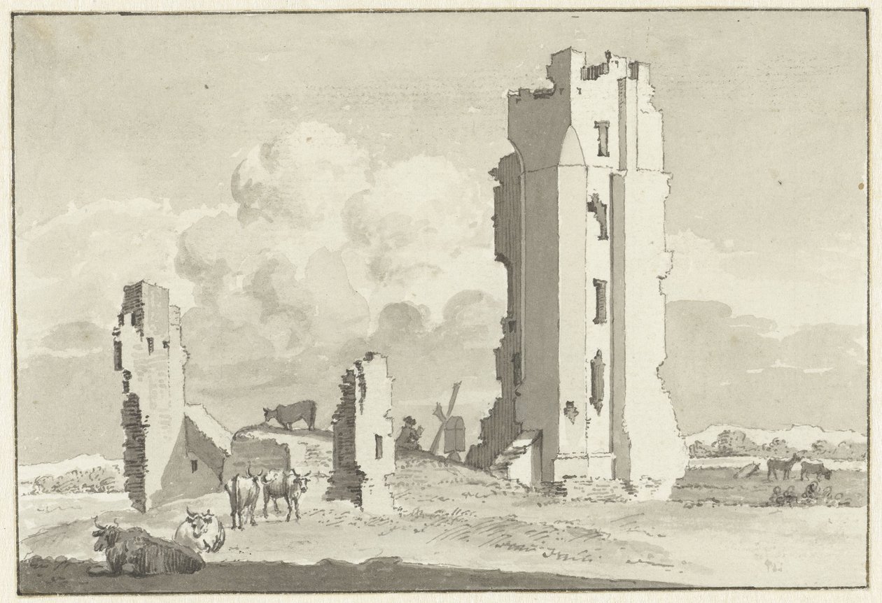 Ruins of the House at Cleves near Haarlem by Cornelis van Noorde