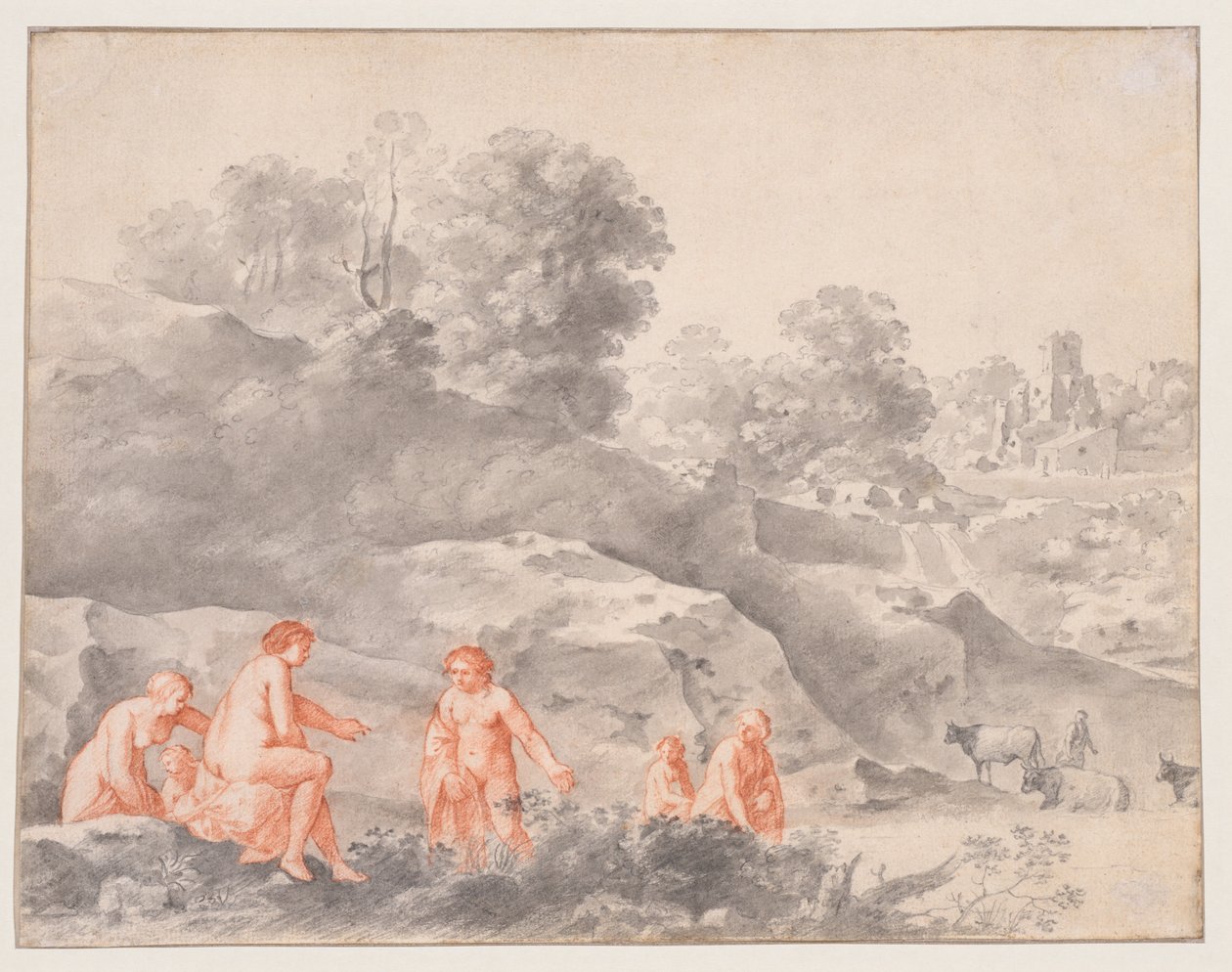 Nudes in a Landscape (possibly Diana and Callisto) by Cornelis van Poelenburch