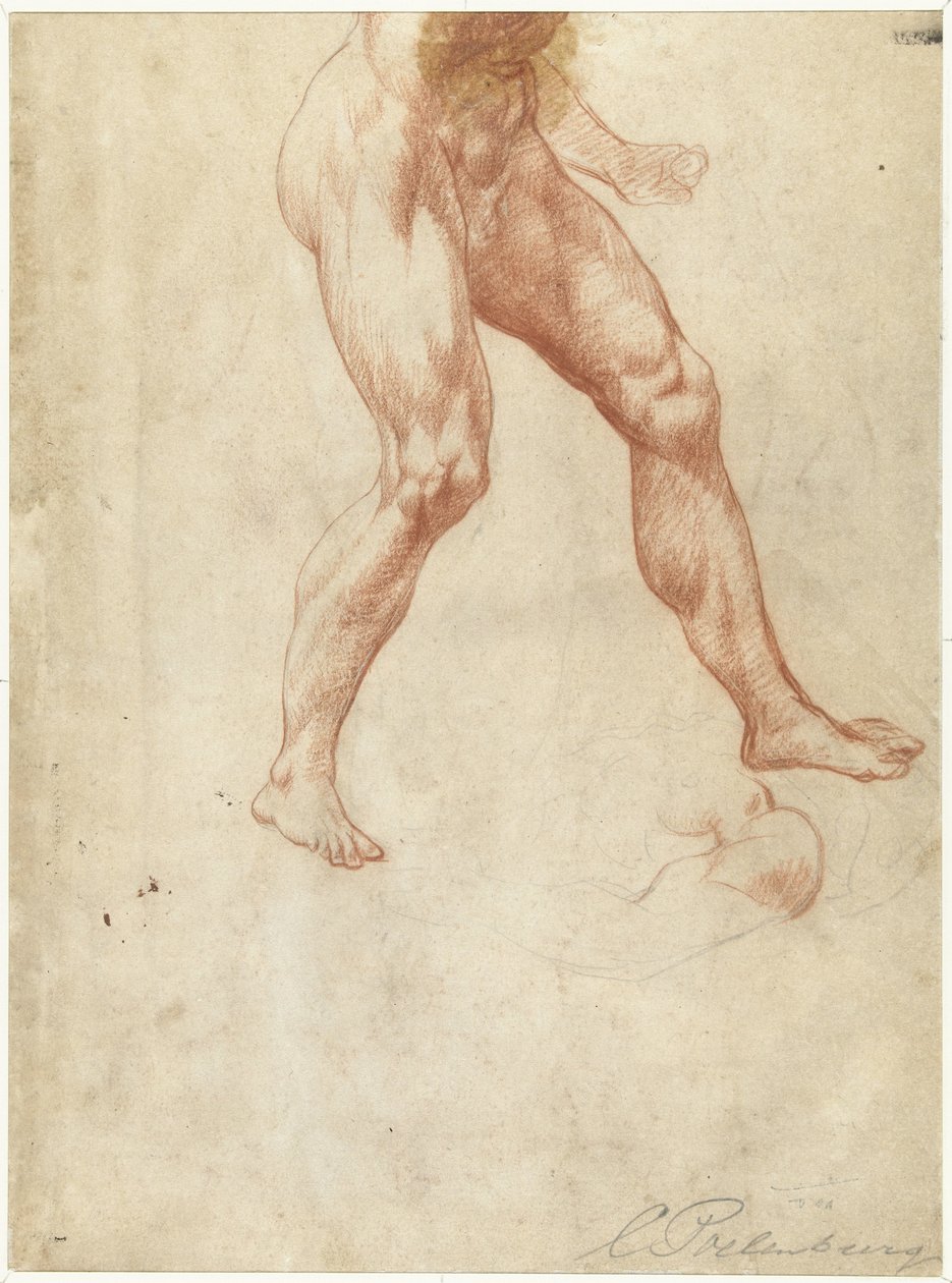 Study of the Lower Body of a Walking Male Nude by Cornelis van Poelenburch