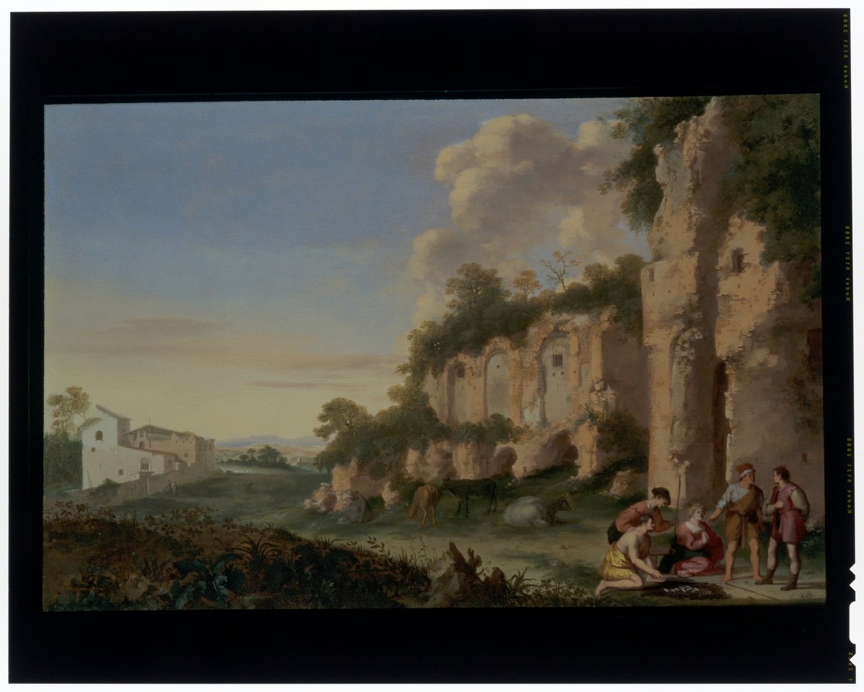 Cardsharps in a Landscape by Cornelis van Poelenburgh or Poelenburch