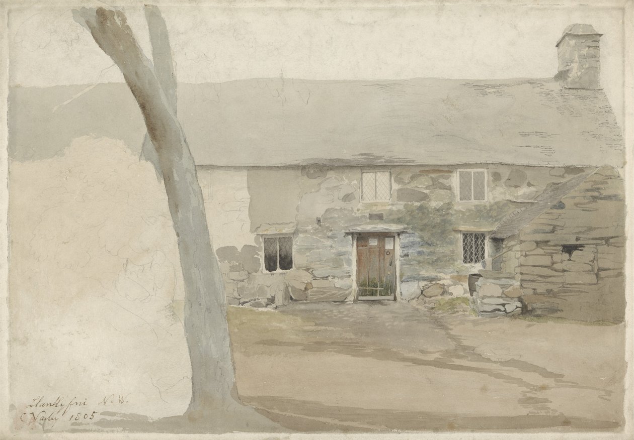 Cottages at Llanllyfni, North Wales, 1805 by Cornelius Varley