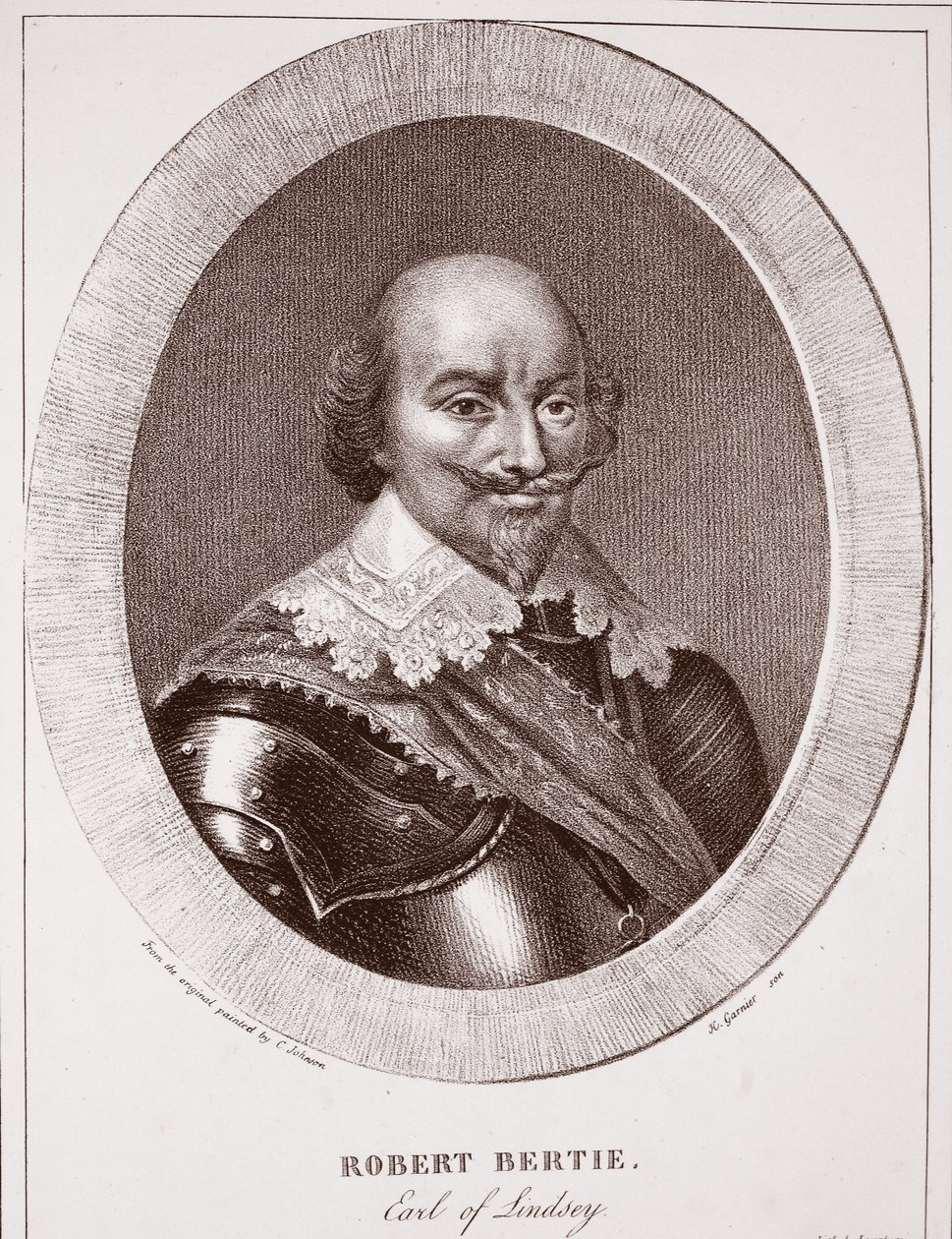 Robert Bertie, Earl of Lindsey, attributed to H. Garnier, engraved by de Langlume by Cornelius I Johnson