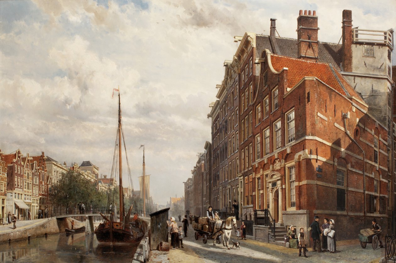 A View of the Makelaers Comptoir on the Nieuwezijds Voorburgwal, Amsterdam, 1883 by Cornelis Springer