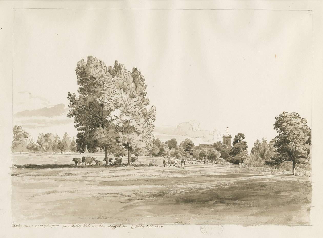 Betley Church by Cornelius Varley