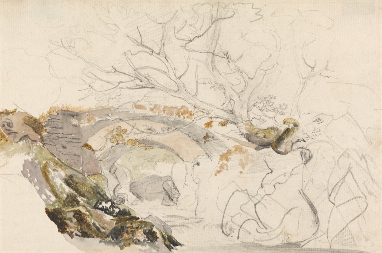 Bridge and Trees by Cornelius Varley