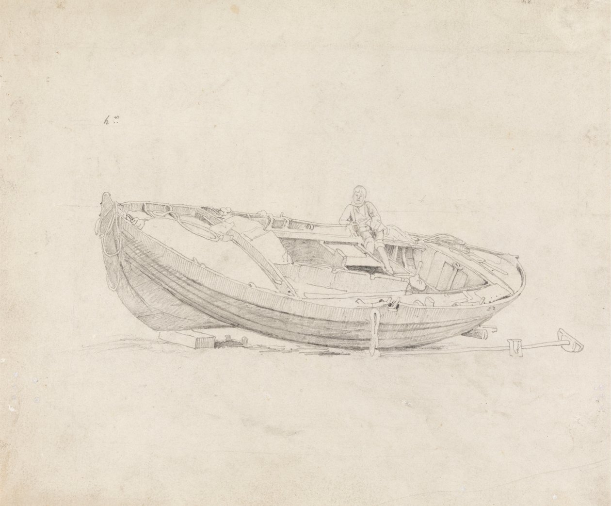 Study of Moored Boat with Seated Figure by Cornelius Varley