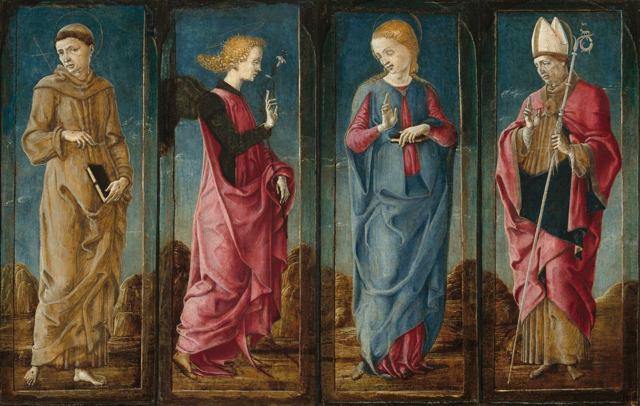 The Annunciation with Saint Francis and Saint Louis of Toulouse, c. 1470-1480 by Cosmè Tura