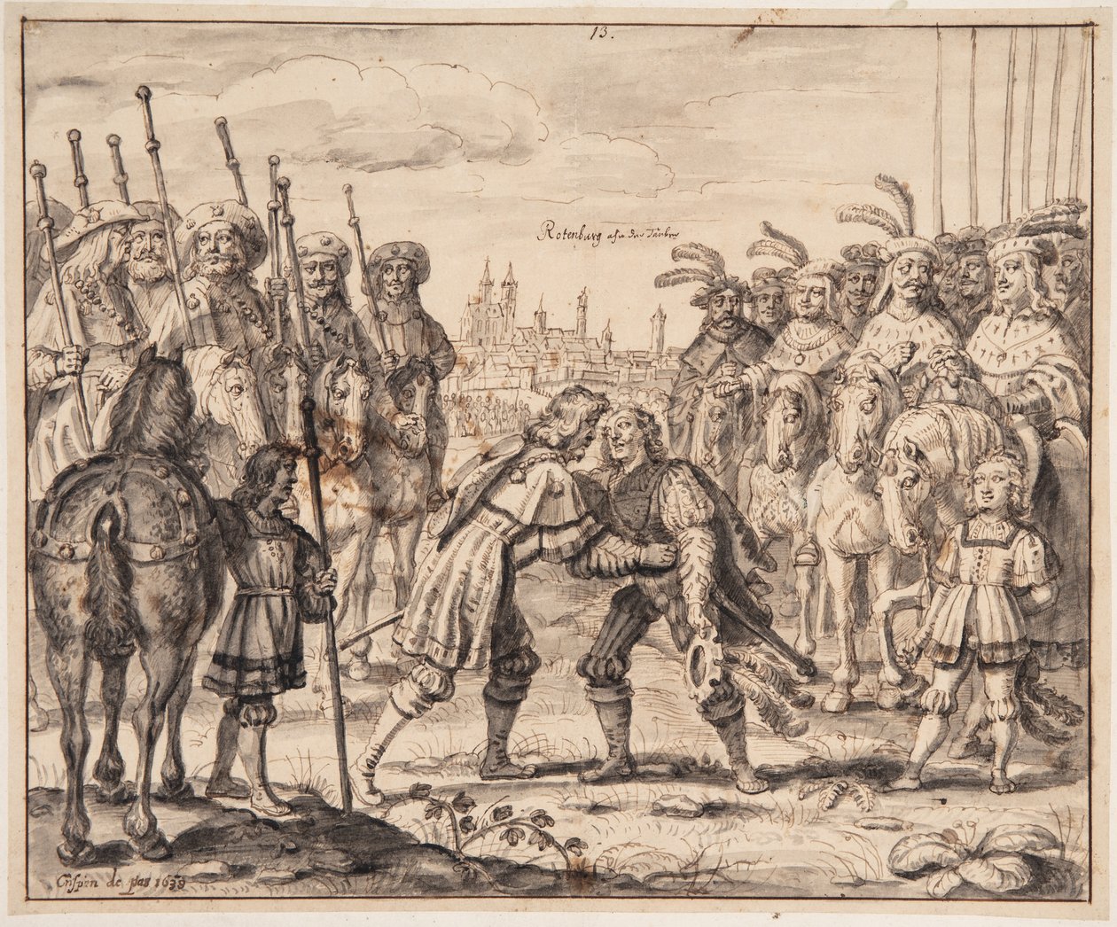 Christian I Meets Prince Maximilian at Rothenburg ob der Tauber in 1474 by Crispijn de Passe