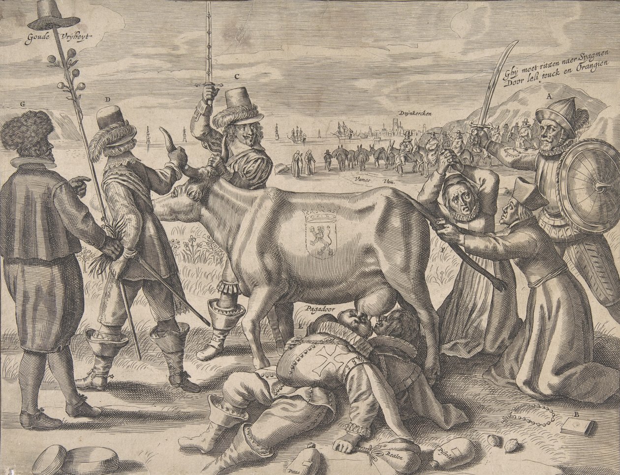 Struggle over the Flemish Milch-Cow, 1646 by Crispijn de Passe I