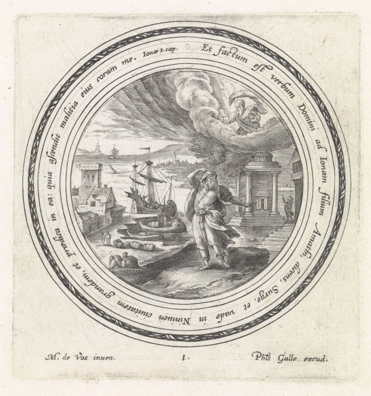 God sends Jonah to Nineveh (History of Jonah series) by Crispijn van de Passe (I)