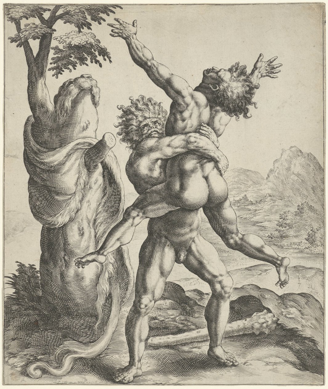 Hercules Wrestling with Antaeus by Crispijn van de Passe (I)