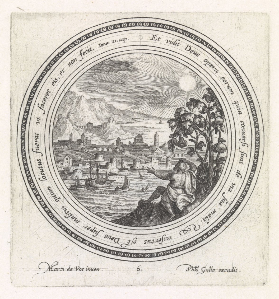 Jonah Sitting Under the Gourd Vine (History of Jonah) by Crispijn van de Passe (I)