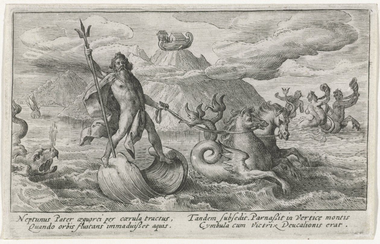 Neptune Calms the Waves (Metamorphoses of Ovid series) by Crispijn van de Passe (I)