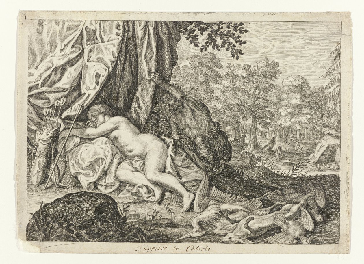 Jupiter and Callisto (series title: Metamorphoses of Ovid) by Crispijn van de Passe (II) (attributed to)