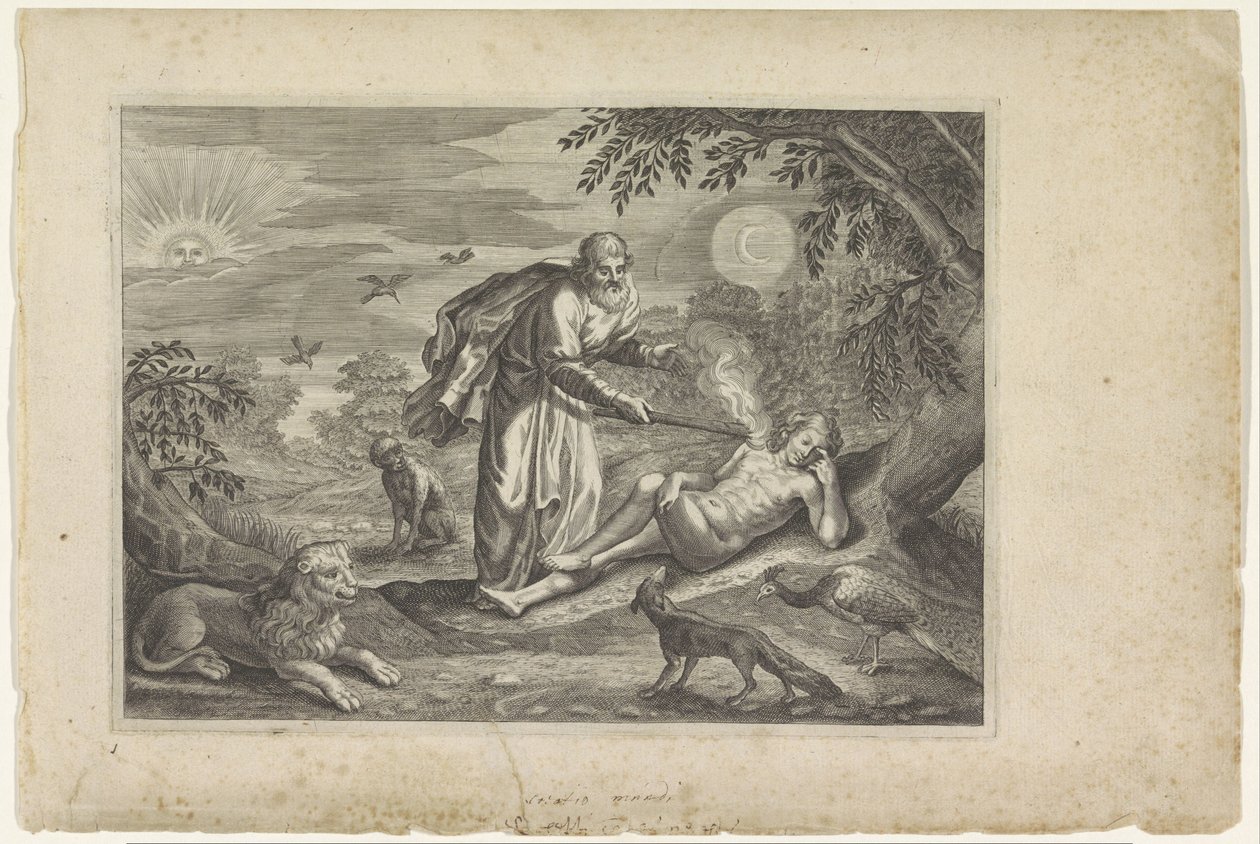 Prometheus Creates the First Human (Metamorphoses of Ovid) by Crispijn van de Passe (II) (workshop of)