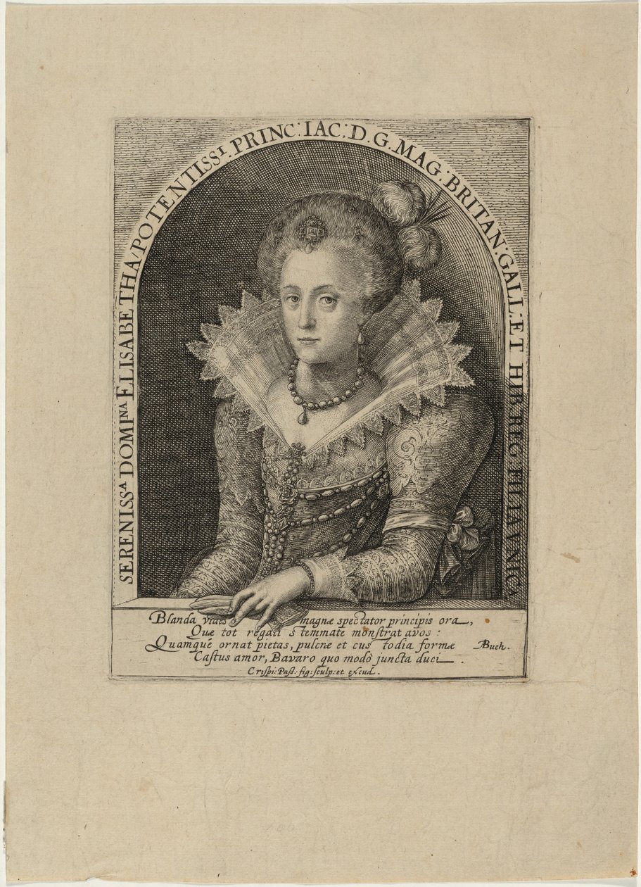 Elizabeth, Princess, Wife of the Elector Palatine Frederick V, King of Bohemia by Crispijn van de Passe I
