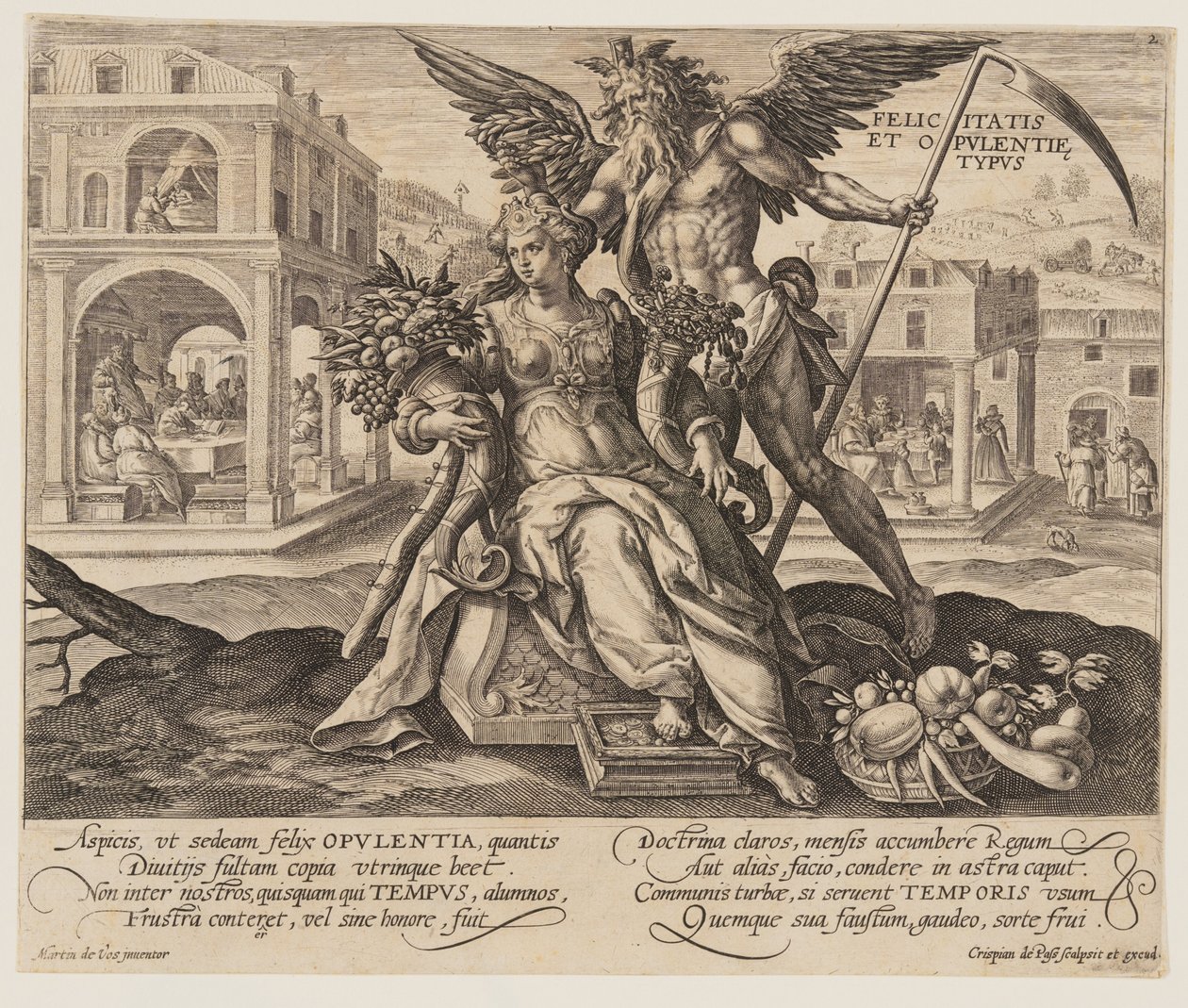 Felicitas et Opulentie Typus, from Time with Virtues and Vices by Crispijn van de Passe I