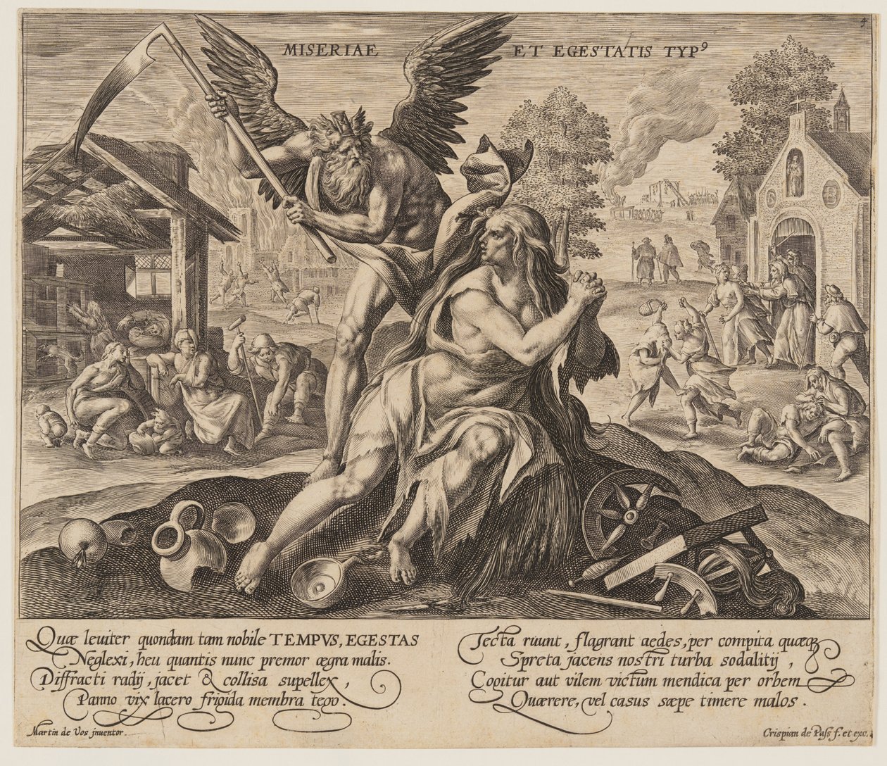 Miseriae est Egestatis Typus, from Time with Virtues and Vices by Crispijn van de Passe I