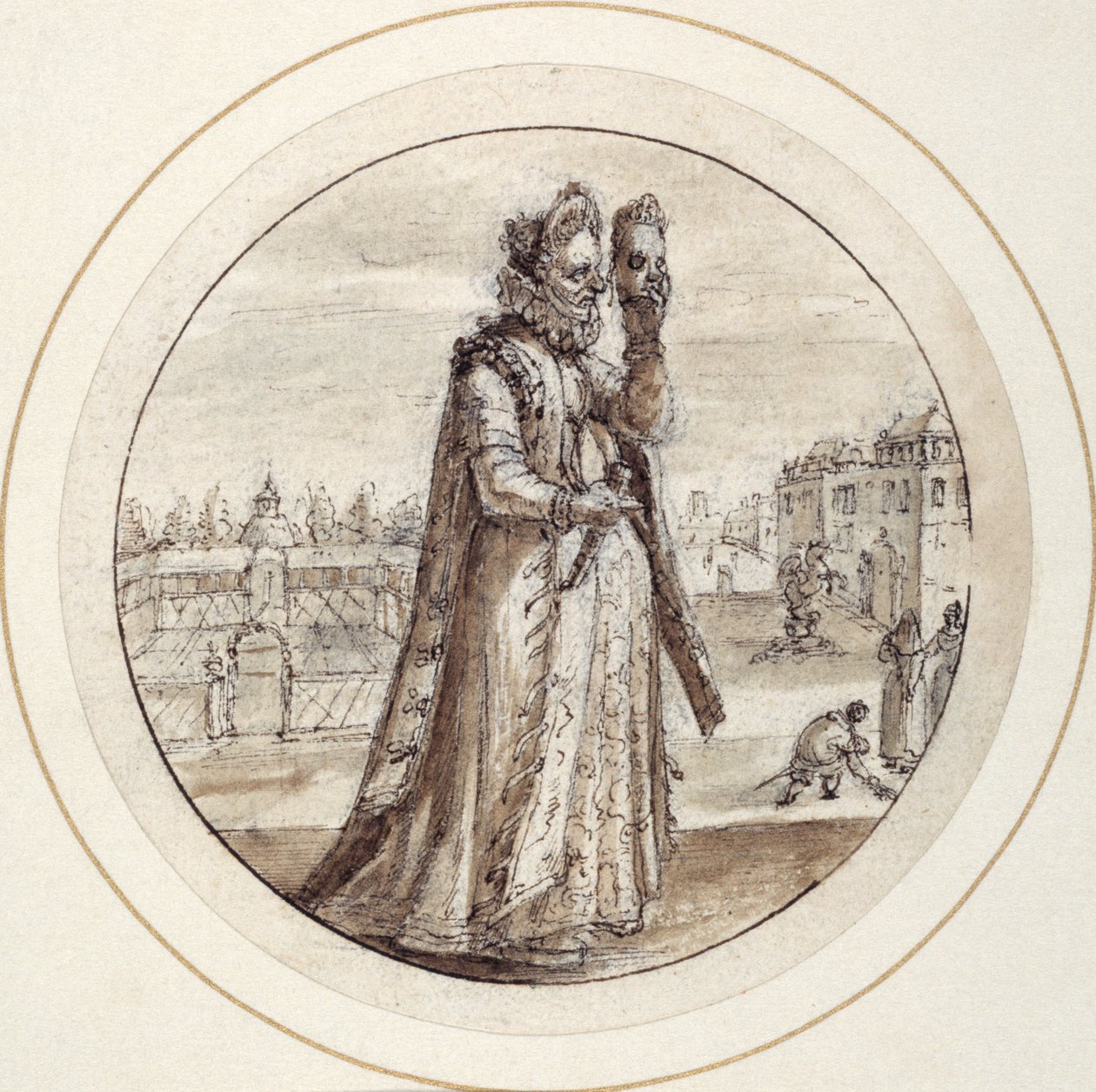 Helena with Mask, Early 17th Century by Crispin I de Passe