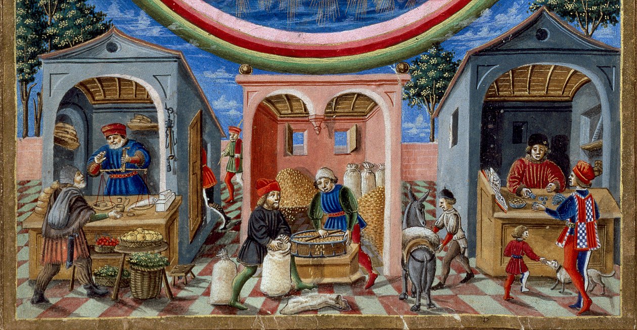 Detail of Merchants Selling Various Items (Detail) by Cristoforo De Predis