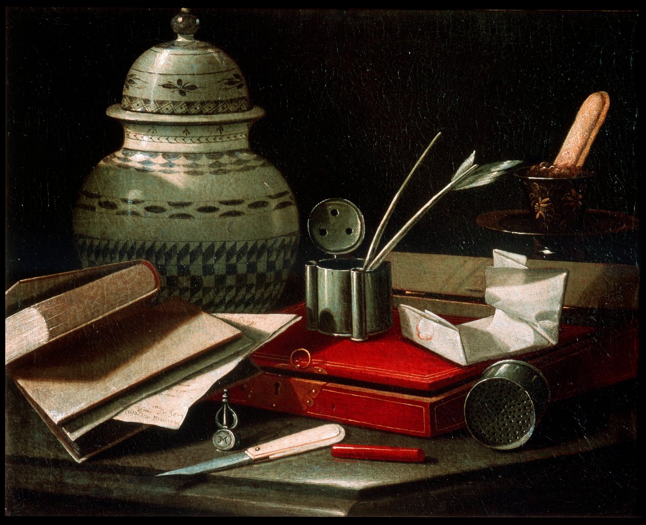 Still Life with Writing Implements by Cristoforo Munari