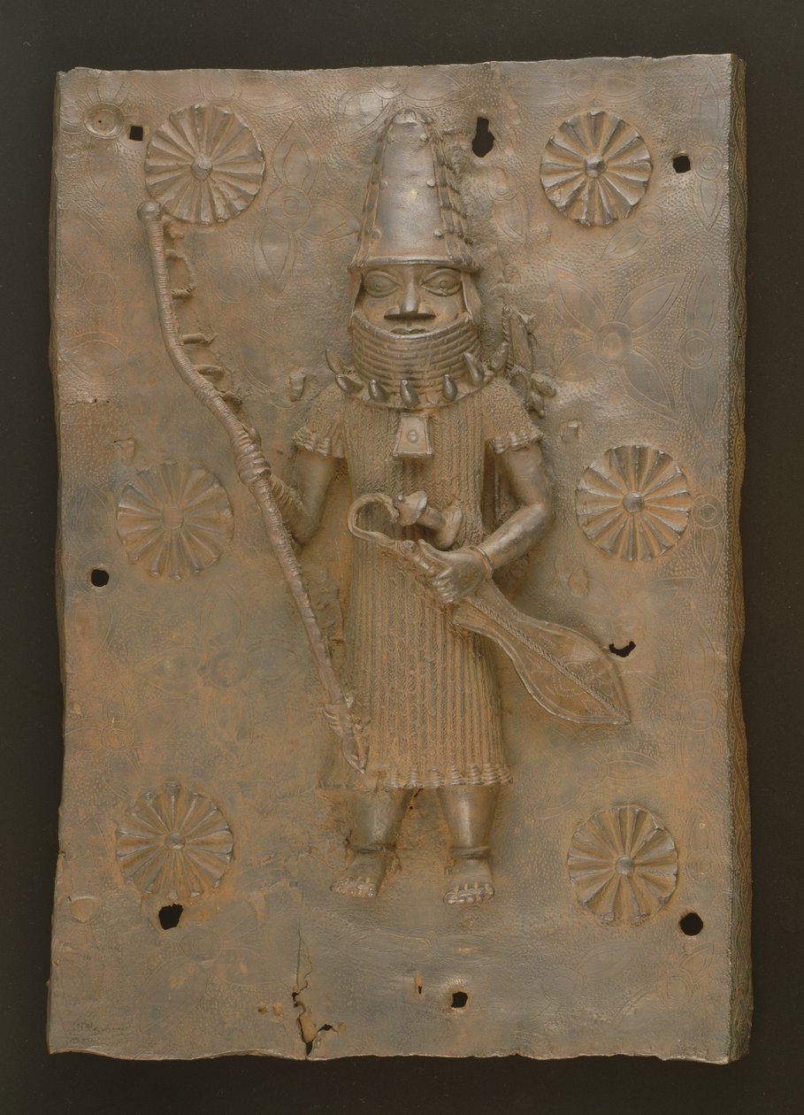 Commemorative Plaque Depicting Warrior, Benin, Nigeria by Culture Edo