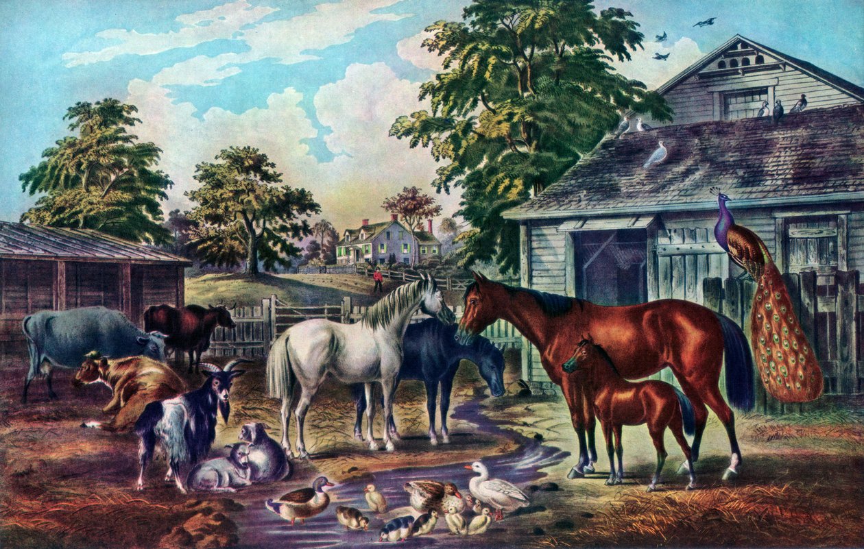 American Farm Yard in the Morning by Currier and Ives