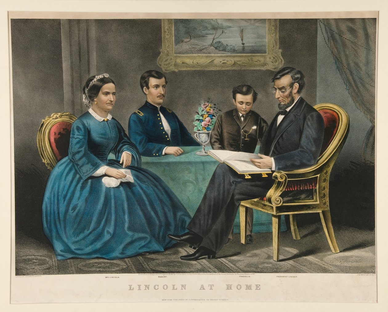 Lincoln at Home by Currier and Ives