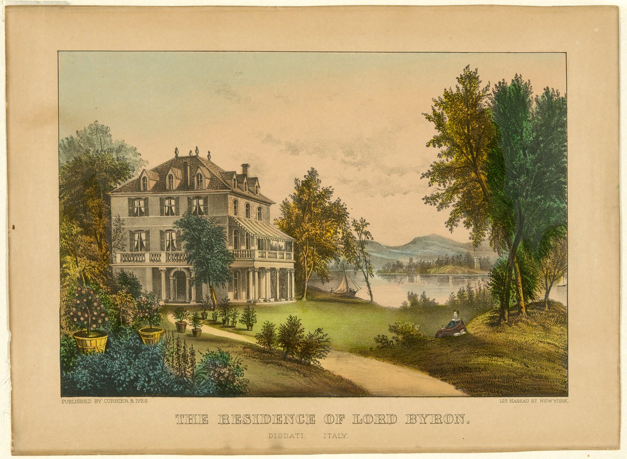 The Residence of Lord Byron by Currier and Ives
