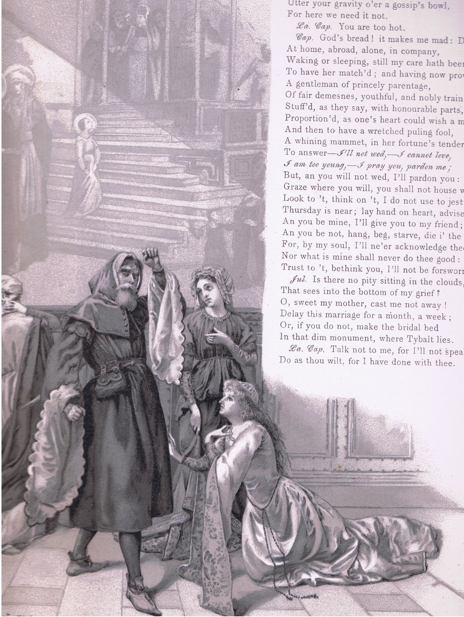 Juliet: "Is there no pity sitting in the clouds?", illustration from 