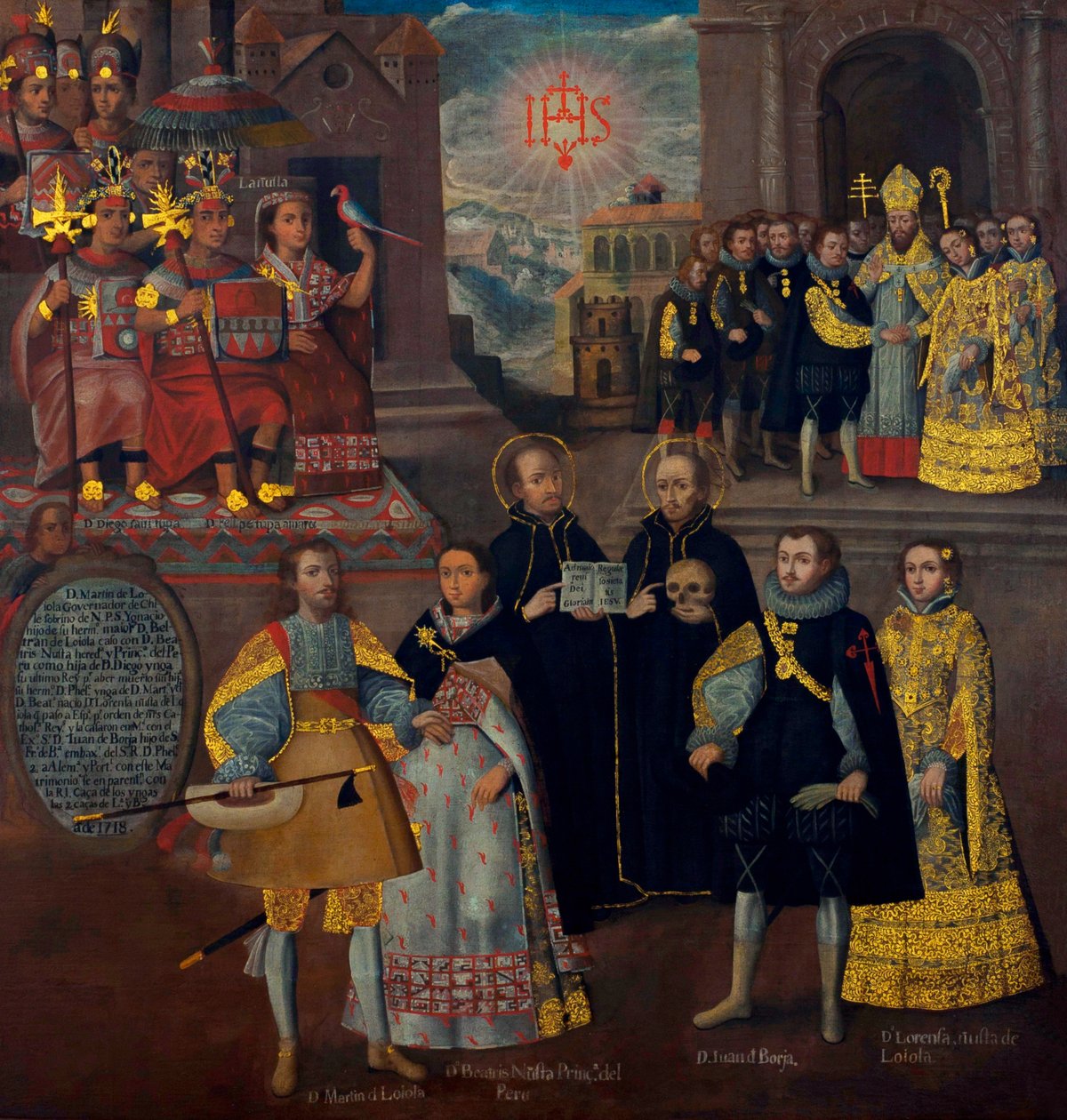 Marriage of Martín de Loyola with Doña Beatriz Ñusta, and Don Juan Borja with Lorenza Ñusta by Cuzco School