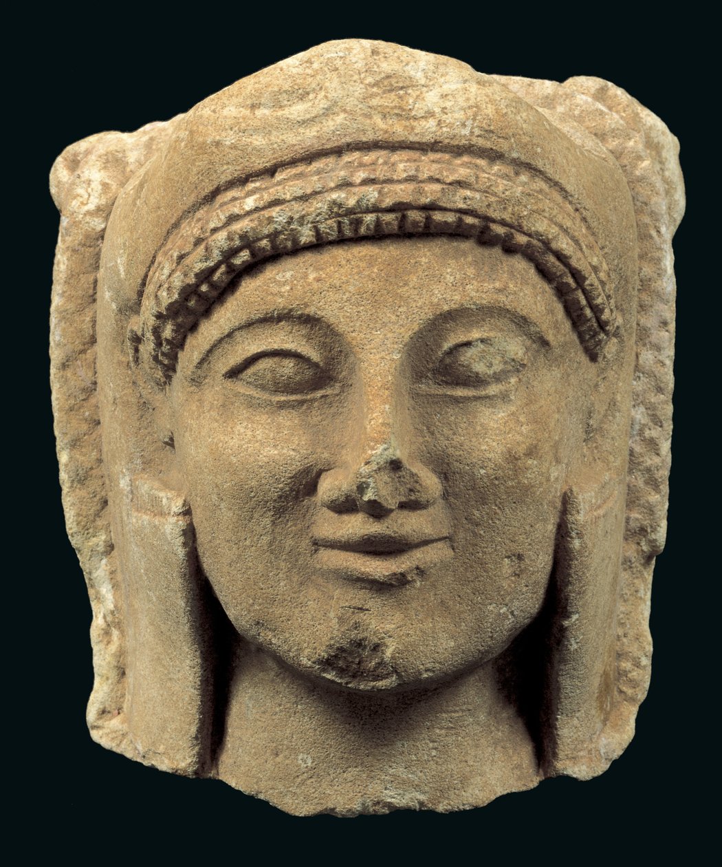 Head from a statue of Herakles, from Cyprus, Cypro-Archaic II Period by Cypriot
