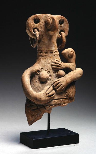 Figure holding a child, Late Bronze Age, c.1300 BC by Cypriot Cypriot