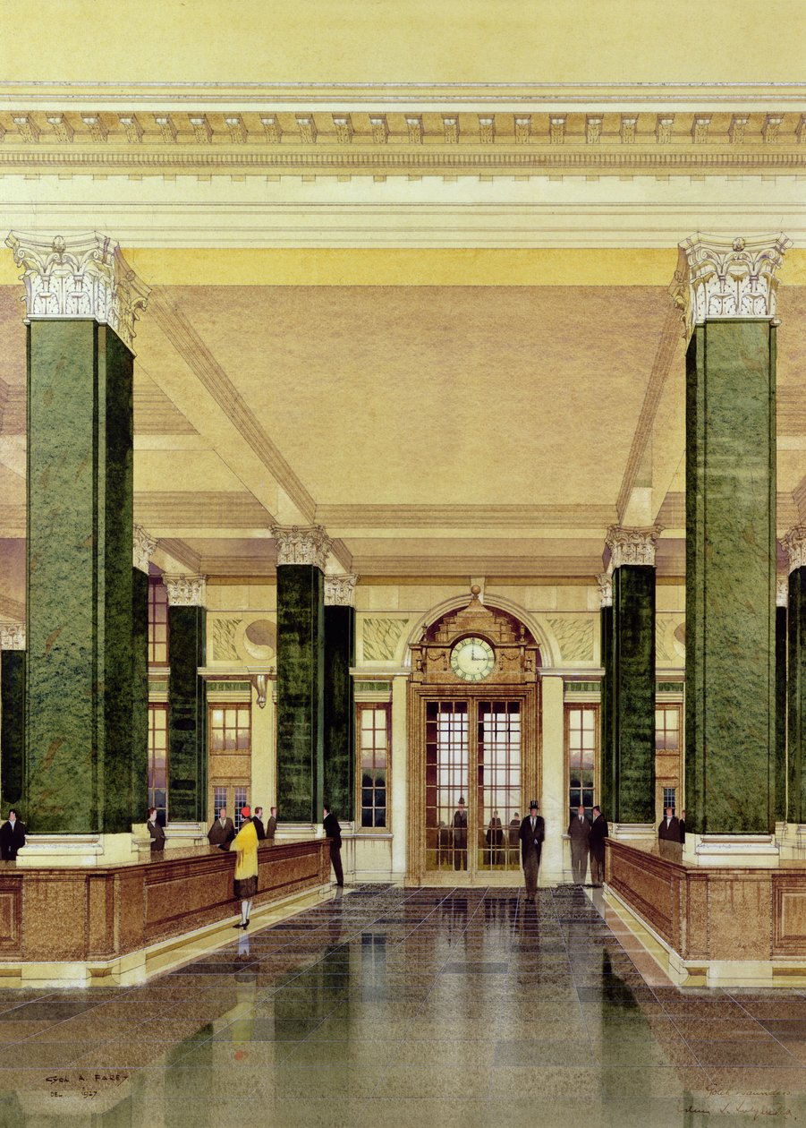 Interior of the Midland Bank, London by Cyril Farey
