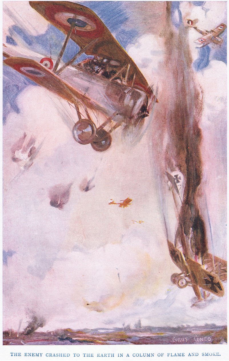 The enemy crashed to the earth in a column of smoke by Cyrus Cuneo