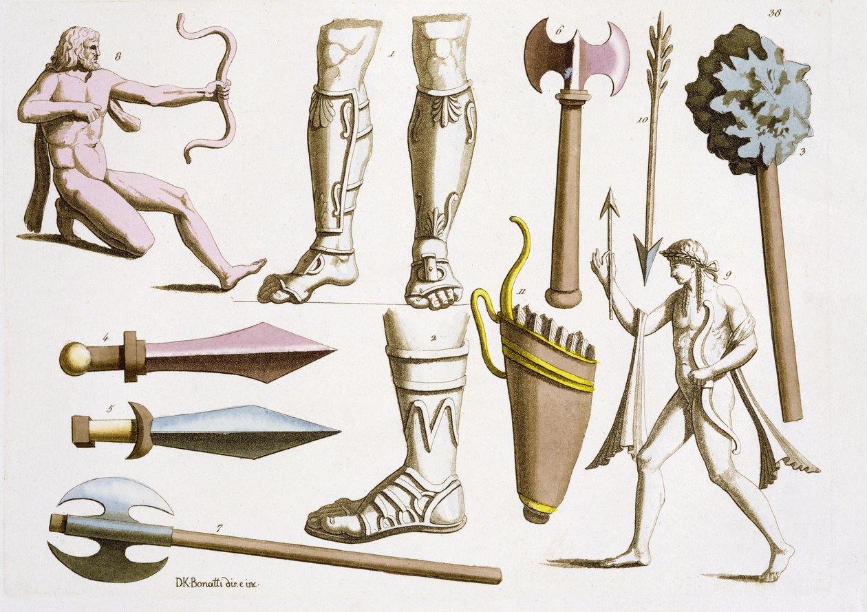 Greek soldiers, arms and armour, plate 38 from 