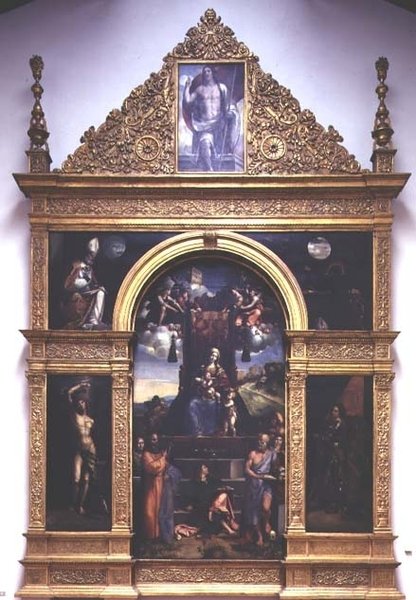 Virgin and Child enthroned with Saints by D. and Garofalo Dossi
