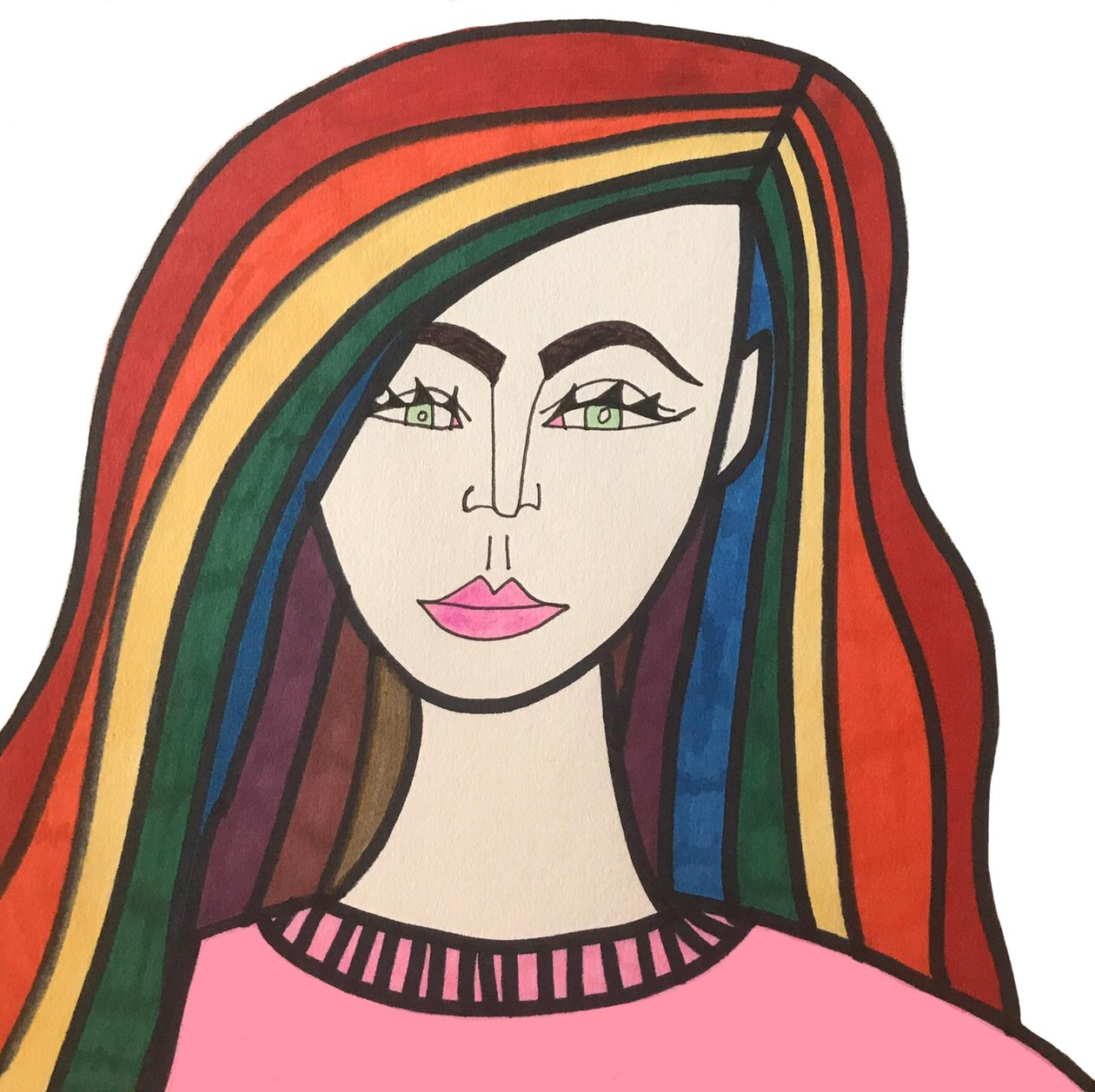 Rainbow Haired Girl by Daisy de Villeneuve