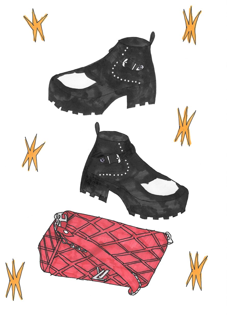 Redbag & boots, 2016 by Daisy de Villeneuve