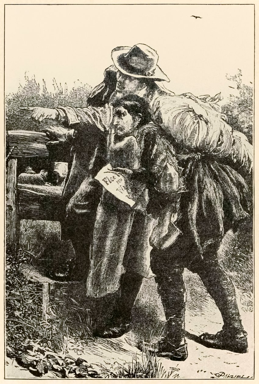Evangelist points the way (from The Pilgrims Progress by John Bunyan, illustration by Thomas Dalziel) by Dalziel Brothers